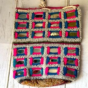 Vintage Embroidered and mirrored cloth bag